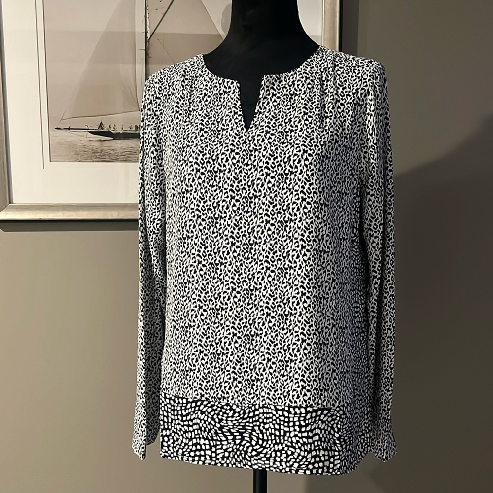 Chico’s-Glam Geo Mixed-Print Popover Top Size 0